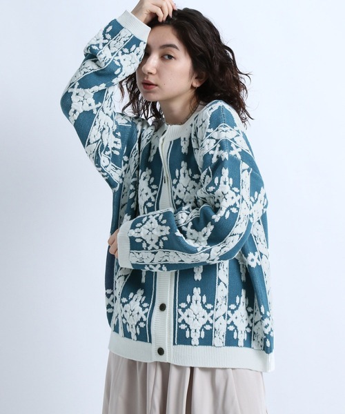 eL（エル）の「【eL】7G Flower Jacquard Cardigan/264738（カーディガン/ボレロ・レディース・ブラック系その他/ブルー系その他/イエロー系その他・FREE）」の16枚目の写真