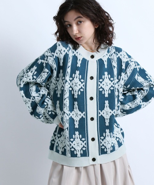 eL（エル）の「【eL】7G Flower Jacquard Cardigan/264738