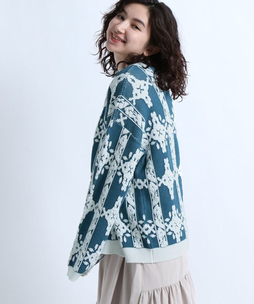 eL（エル）の「【eL】7G Flower Jacquard Cardigan/264738（カーディガン/ボレロ・レディース・ブラック系その他/ブルー系その他/イエロー系その他・FREE）」の21枚目の写真