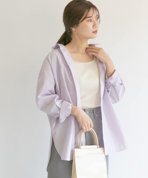 URBAN RESEARCH ROSSO WOMEN（アーバンリサーチ　ロッソ）の「オーバーサイズバックタックシャツ（シャツ/ブラウス・レディース・オフホワイト/ブルー系その他/ストライプ・FREE）」の17枚目の写真