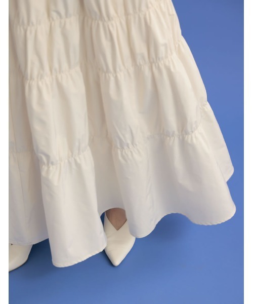 Re:EDIT（リエディ）の「[低身長サイズ有]タフタギャザーティアードロングスカート（スカート・レディース・ブラック/アイボリー/ブルー/オレンジ・MEDIUM/SHORT/LARGE）」の13枚目の写真