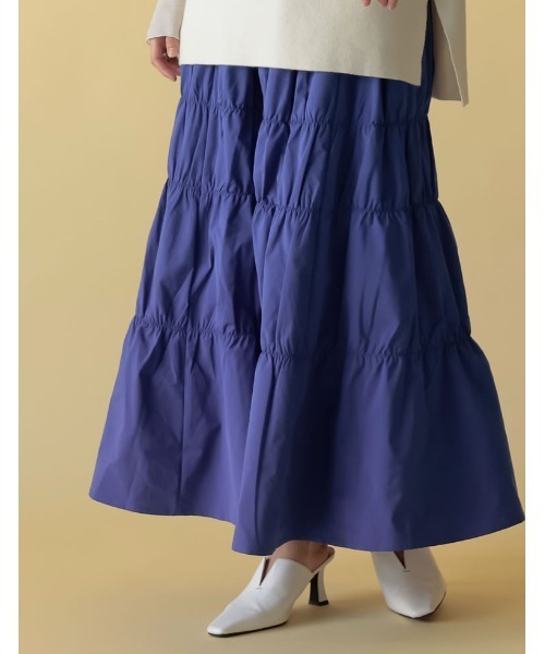 Re:EDIT（リエディ）の「[低身長サイズ有]タフタギャザーティアードロングスカート（スカート・レディース・ブラック/アイボリー/ブルー/オレンジ・MEDIUM/SHORT/LARGE）」の20枚目の写真