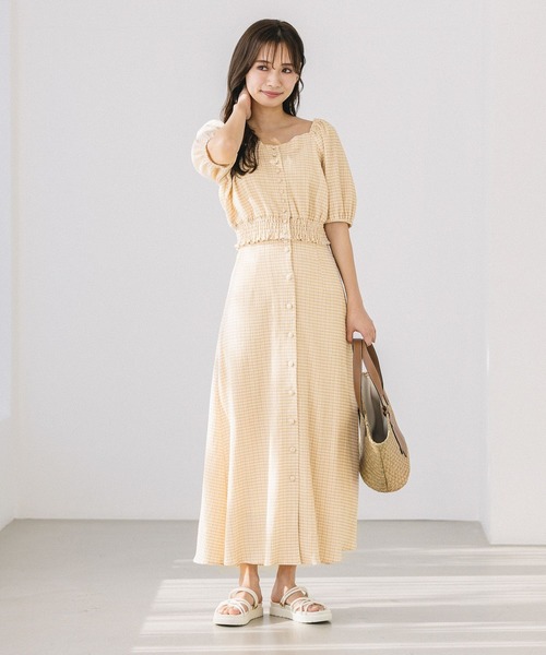 mysty woman(ミスティウーマン)の「楊柳ギンガムフレアスカート 275148(スカート・レディース・ブラック/ベージュ/グリーン・FREE)」の16枚目の写真