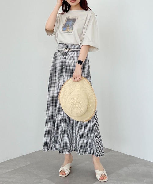 mysty woman(ミスティウーマン)の「楊柳ギンガムフレアスカート 275148(スカート・レディース・ブラック/ベージュ/グリーン・FREE)」の18枚目の写真