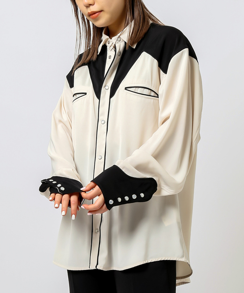 JOINT WORKS(ジョイントワークス)の「JW-PIPING WESTERN シャツ(シャツ/ブラウス・メンズ・ブラック/グリーン・MEDIUM/LARGE)」の2枚目の写真