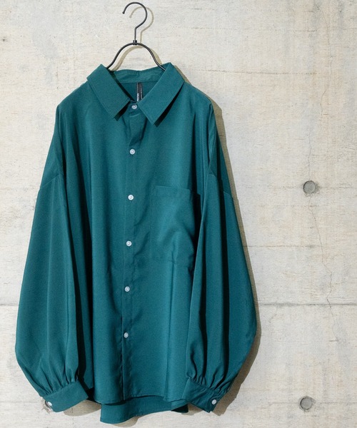 JOHN'S CLOSET（ジョンズクローゼット）の「【i】ポリ無地バルーンスリーブシャツ（シャツ/ブラウス・メンズ・モカ/グリーン/グレイッシュブルー/ホワイト/グレイッシュベージュ/ブラック・LARGE/MEDIUM/X-LARGE）」の5枚目の写真