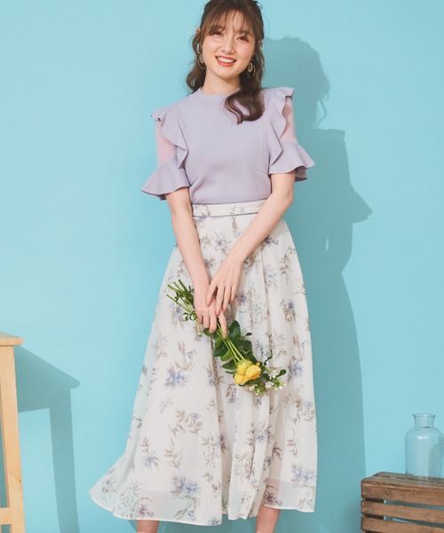 NOELA（ノエラ）の「ペイントラインフラワースカート（スカート・レディース・ピンク/イエロー/ブルー・M/S）」の2枚目の写真