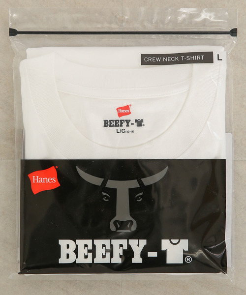 HANES（ヘインズ）の「『WEB/一部店舗限定』Hanes　BEEFY T-SHIRTS（Tシャツ/カットソー・メンズ・ホワイト/パープル/グリーン/ブラック・LARGE/MEDIUM/X-LARGE）」の2枚目の写真