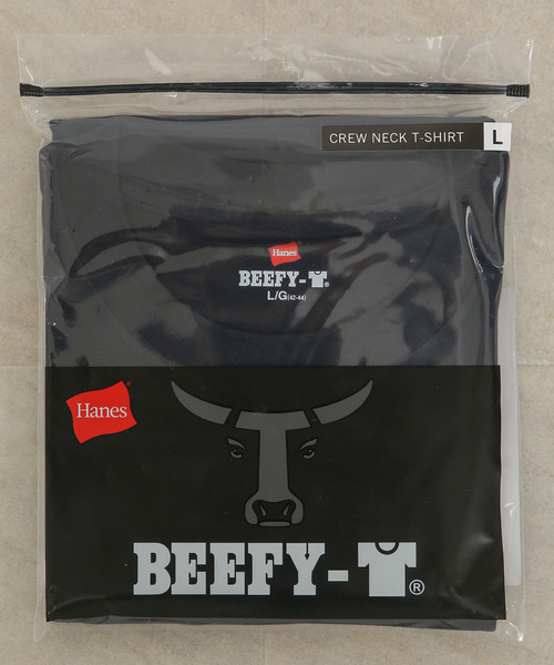 HANES（ヘインズ）の「『WEB/一部店舗限定』Hanes　BEEFY T-SHIRTS（Tシャツ/カットソー・メンズ・ホワイト/パープル/グリーン/ブラック・LARGE/MEDIUM/X-LARGE）」の3枚目の写真