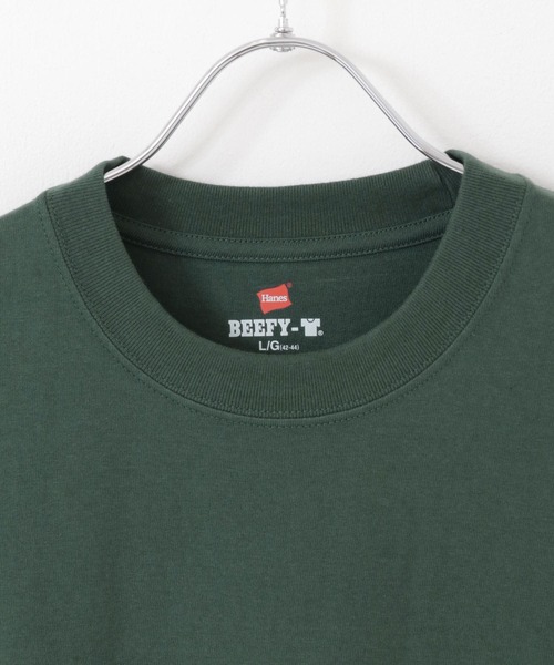 HANES（ヘインズ）の「『WEB/一部店舗限定』Hanes　BEEFY T-SHIRTS（Tシャツ/カットソー・メンズ・ホワイト/パープル/グリーン/ブラック・LARGE/MEDIUM/X-LARGE）」の6枚目の写真