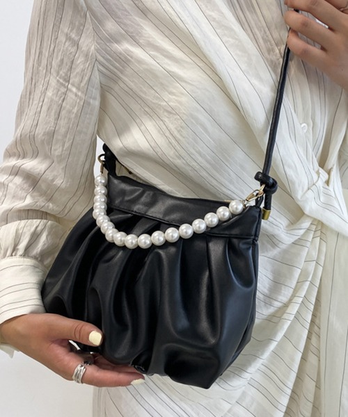 STYLEBLOCK(スタイルブロック)の「パールハンドル2WAYショルダーバッグ(ショルダーバッグ・レディース・カーキ/ホワイト/ピンク/ブラック・FREE)」の3枚目の写真