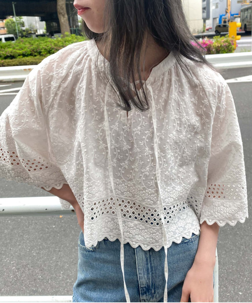 archives（アルシーヴ）の「【setup対応】カットワークレースフレアブラウス（シャツ/ブラウス・レディース・ブラック/オフホワイト・MEDIUM）」の7枚目の写真