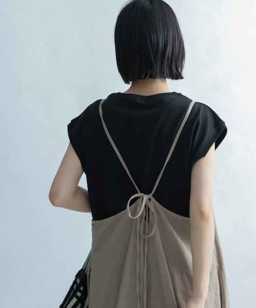 FORK&SPOON（フォークアンドスプーン）の「FORK&SPOON　ヘビーウェイト天竺ノースリーブTシャツ（Tシャツ/カットソー・レディース・オフホワイト/ブラック/オレンジ/ブルー系その他/ブルー・ONE）」の3枚目の写真