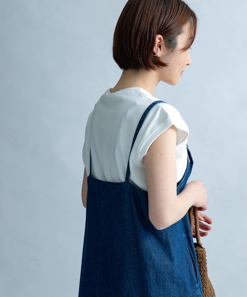 FORK&SPOON（フォークアンドスプーン）の「FORK&SPOON　ヘビーウェイト天竺ノースリーブTシャツ（Tシャツ/カットソー・レディース・オフホワイト/ブラック/オレンジ/ブルー系その他/ブルー・ONE）」の6枚目の写真