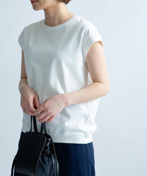 FORK&SPOON（フォークアンドスプーン）の「FORK&SPOON　ヘビーウェイト天竺ノースリーブTシャツ（Tシャツ/カットソー・レディース・オフホワイト/ブラック/オレンジ/ブルー系その他/ブルー・ONE）」の7枚目の写真