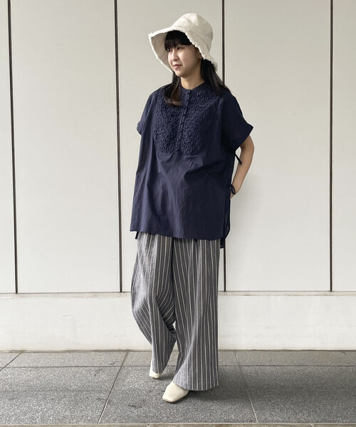 ONIGIRI(オニギリ)の「ストライプワイドパンツ(その他パンツ・レディース・ベージュ/ネイビー・LARGE/SMALL/MEDIUM)」の21枚目の写真