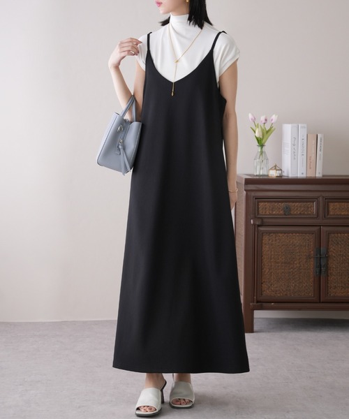 IAMUSE（アイアミューズ）の「【肩紐調節可能/毛玉としわになりにくい素材】キャミソールロングワンピース S0619【IAMUSE】（ワンピース・レディース・ブラック/グレイッシュベージュ/モカ/モスグリーン/エンジ/パープル・FREE）」の21枚目の写真