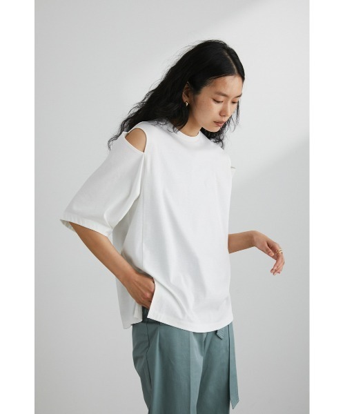 STYLEMIXER（スタイルミキサー）の「ショルダースリットT（Tシャツ/カットソー・レディース・ブラック/ブラウン/ホワイト・FREE）」の2枚目の写真