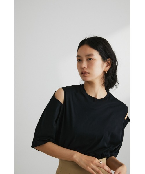 STYLEMIXER（スタイルミキサー）の「ショルダースリットT（Tシャツ/カットソー・レディース・ブラック/ブラウン/ホワイト・FREE）」の13枚目の写真