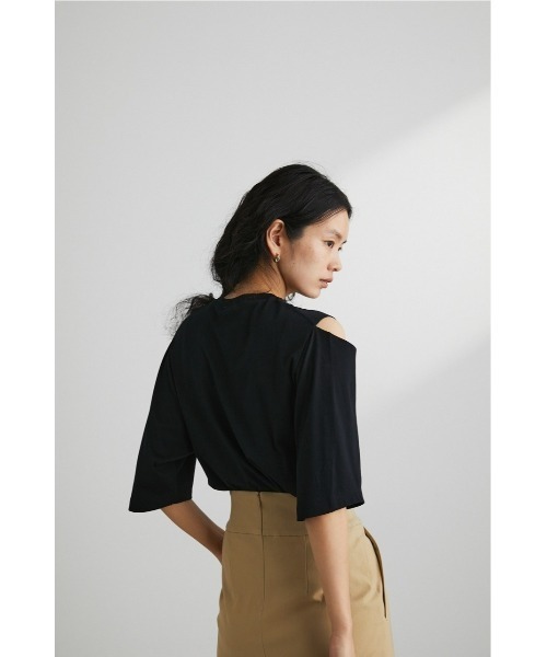 STYLEMIXER（スタイルミキサー）の「ショルダースリットT（Tシャツ/カットソー・レディース・ブラック/ブラウン/ホワイト・FREE）」の14枚目の写真