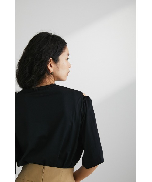STYLEMIXER（スタイルミキサー）の「ショルダースリットT（Tシャツ/カットソー・レディース・ブラック/ブラウン/ホワイト・FREE）」の15枚目の写真