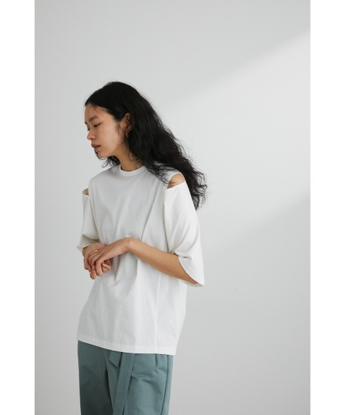 STYLEMIXER（スタイルミキサー）の「ショルダースリットT（Tシャツ/カットソー・レディース・ブラック/ブラウン/ホワイト・FREE）」の7枚目の写真