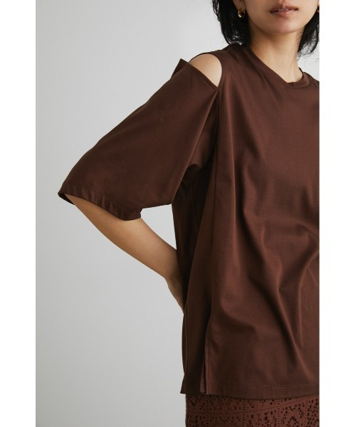 STYLEMIXER（スタイルミキサー）の「ショルダースリットT（Tシャツ/カットソー・レディース・ブラック/ブラウン/ホワイト・FREE）」の19枚目の写真