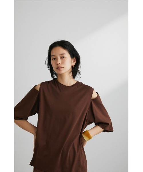STYLEMIXER（スタイルミキサー）の「ショルダースリットT（Tシャツ/カットソー・レディース・ブラック/ブラウン/ホワイト・FREE）」の20枚目の写真