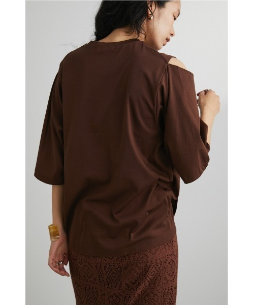 STYLEMIXER（スタイルミキサー）の「ショルダースリットT（Tシャツ/カットソー・レディース・ブラック/ブラウン/ホワイト・FREE）」の22枚目の写真