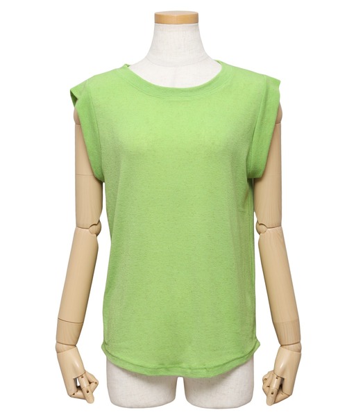 reca（レカ）の「リネンミックスノースリーブTシャツ（Tシャツ/カットソー・レディース・ブラック/オフホワイト/オレンジ/ブルー/グリーン/グレイッシュベージュ・FREE）」の10枚目の写真