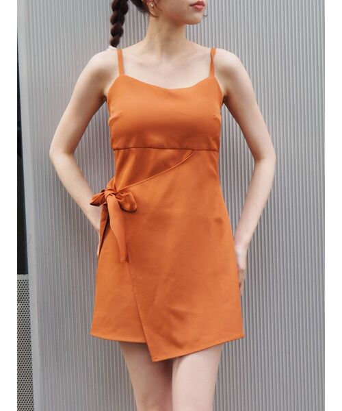 EVRIS（エヴリス）の「ラップキャミコンビネゾン（サロペット/オーバーオール・レディース・ブラック/オレンジ/グリーン・FREE）」の3枚目の写真