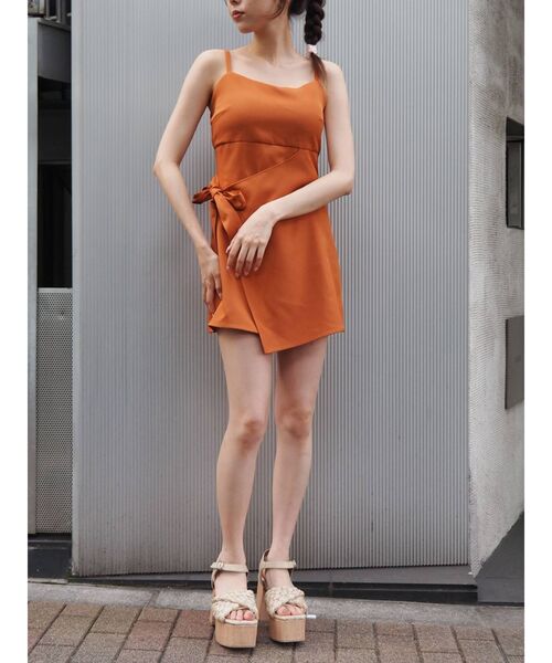 EVRIS（エヴリス）の「ラップキャミコンビネゾン（サロペット/オーバーオール・レディース・ブラック/オレンジ/グリーン・FREE）」の14枚目の写真