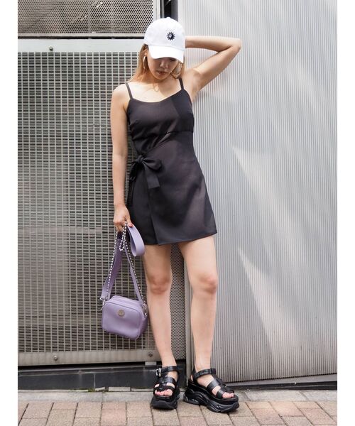 EVRIS（エヴリス）の「ラップキャミコンビネゾン（サロペット/オーバーオール・レディース・ブラック/オレンジ/グリーン・FREE）」の21枚目の写真