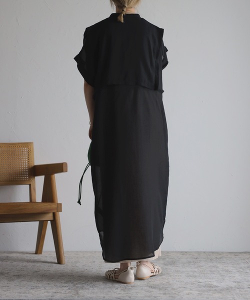 Bonjour Sagan（ボンジュールサガン）の「レイヤードベストシャツワンピース（シャツワンピース・レディース・ブラック/オフホワイト/ピンク・FREE）」の9枚目の写真