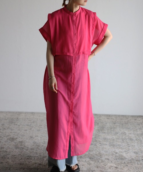 Bonjour Sagan（ボンジュールサガン）の「レイヤードベストシャツワンピース（シャツワンピース・レディース・ブラック/オフホワイト/ピンク・FREE）」の18枚目の写真