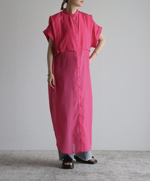 Bonjour Sagan（ボンジュールサガン）の「レイヤードベストシャツワンピース（シャツワンピース・レディース・ブラック/オフホワイト/ピンク・FREE）」の10枚目の写真