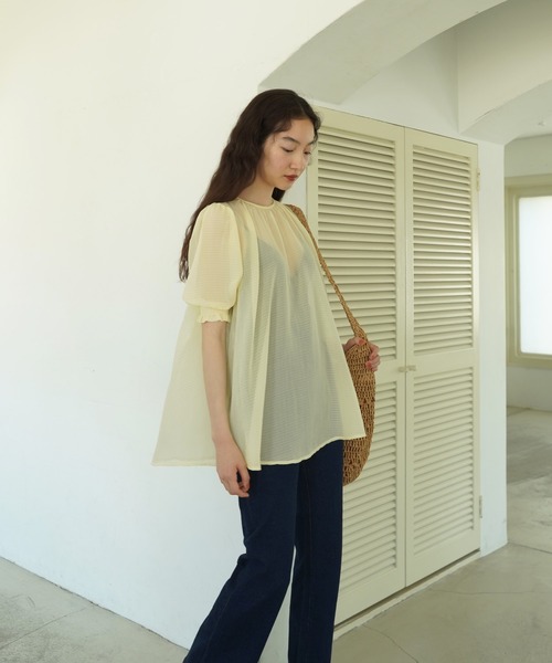 TINA：JOJUN（ティーナジョジュン）の「ギンガムチェック柄 シアーブラウス TINA：JOJUN（シャツ/ブラウス・レディース・グレー/イエロー・M）」の10枚目の写真