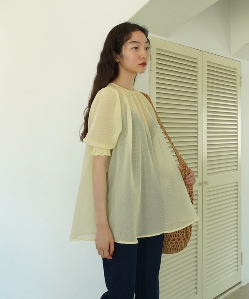 TINA：JOJUN（ティーナジョジュン）の「ギンガムチェック柄 シアーブラウス TINA：JOJUN（シャツ/ブラウス・レディース・グレー/イエロー・M）」の7枚目の写真