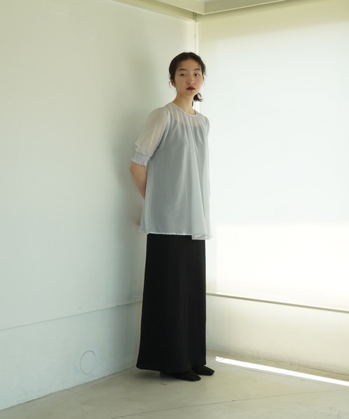 TINA：JOJUN（ティーナジョジュン）の「ギンガムチェック柄 シアーブラウス TINA：JOJUN（シャツ/ブラウス・レディース・グレー/イエロー・M）」の8枚目の写真