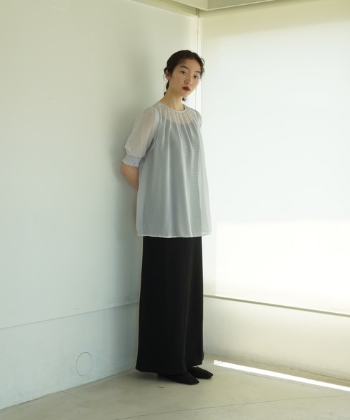 TINA：JOJUN（ティーナジョジュン）の「ギンガムチェック柄 シアーブラウス TINA：JOJUN（シャツ/ブラウス・レディース・グレー/イエロー・M）」の5枚目の写真