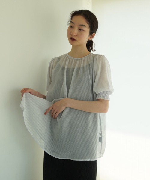 TINA：JOJUN（ティーナジョジュン）の「ギンガムチェック柄 シアーブラウス TINA：JOJUN（シャツ/ブラウス・レディース・グレー/イエロー・M）」の20枚目の写真