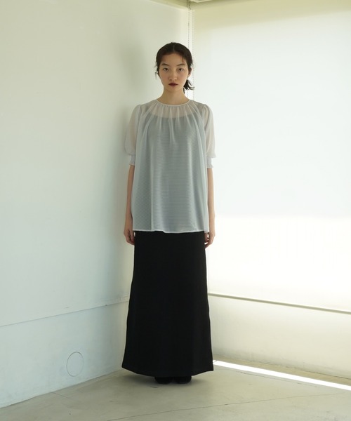 TINA：JOJUN（ティーナジョジュン）の「ギンガムチェック柄 シアーブラウス TINA：JOJUN（シャツ/ブラウス・レディース・グレー/イエロー・M）」の3枚目の写真