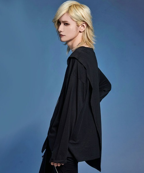 CIVARIZE クロスプリント 長袖カットソー 変形ロンT ブラック CIVARIZE（シヴァーライズ）の「『CIVARIZE/シヴァーライズ