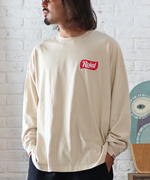 roial（ロイアル）の「ROIAL/ロイアル ビッグシルエット バックプリントロンT R223MLT01（Tシャツ/カットソー・メンズ・ブルー/ホワイト/ベージュ・M/L）」の2枚目の写真