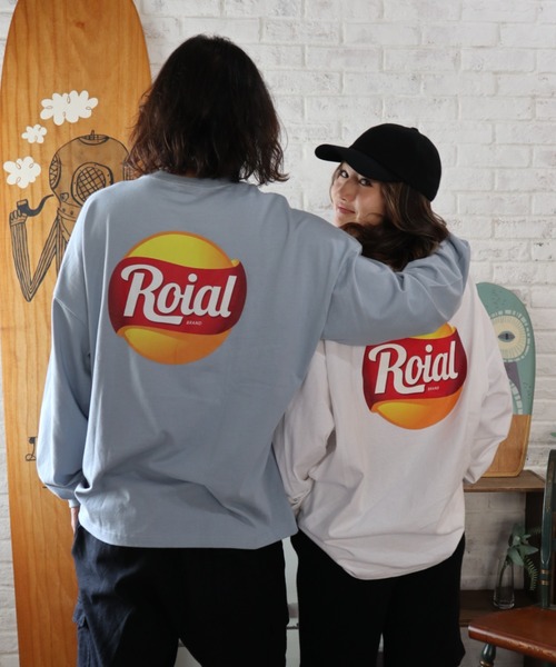 roial（ロイアル）の「ROIAL/ロイアル ビッグシルエット バックプリントロンT R223MLT01（Tシャツ/カットソー・メンズ・ブルー/ホワイト/ベージュ・M/L）」の4枚目の写真