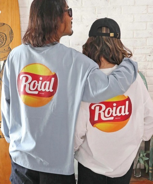 roial（ロイアル）の「ROIAL/ロイアル ビッグシルエット バックプリントロンT R223MLT01（Tシャツ/カットソー・メンズ・ブルー/ホワイト/ベージュ・M/L）」の8枚目の写真