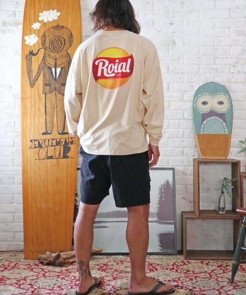 roial（ロイアル）の「ROIAL/ロイアル ビッグシルエット バックプリントロンT R223MLT01（Tシャツ/カットソー・メンズ・ブルー/ホワイト/ベージュ・M/L）」の13枚目の写真