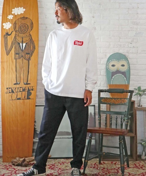 roial（ロイアル）の「ROIAL/ロイアル ビッグシルエット バックプリントロンT R223MLT01（Tシャツ/カットソー・メンズ・ブルー/ホワイト/ベージュ・M/L）」の16枚目の写真
