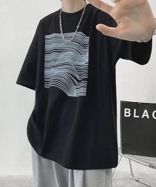 Mimma/Mimaa(ミマ)の「【Mimma/Mimaa】ディストーションプリントTEEシャツ(Tシャツ/カットソー・メンズ・ホワイト/ブラック/パープル・FREE)」の3枚目の写真