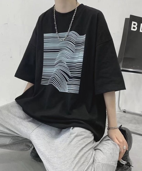 Mimma/Mimaa(ミマ)の「【Mimma/Mimaa】ディストーションプリントTEEシャツ(Tシャツ/カットソー・メンズ・ホワイト/ブラック/パープル・FREE)」の4枚目の写真
